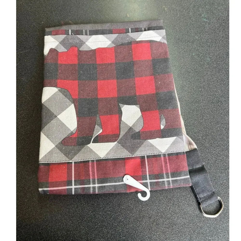 Virah Bella World’s Okayest Cook Apron NWT Buffalo Plaid Bear Funny Kitchen